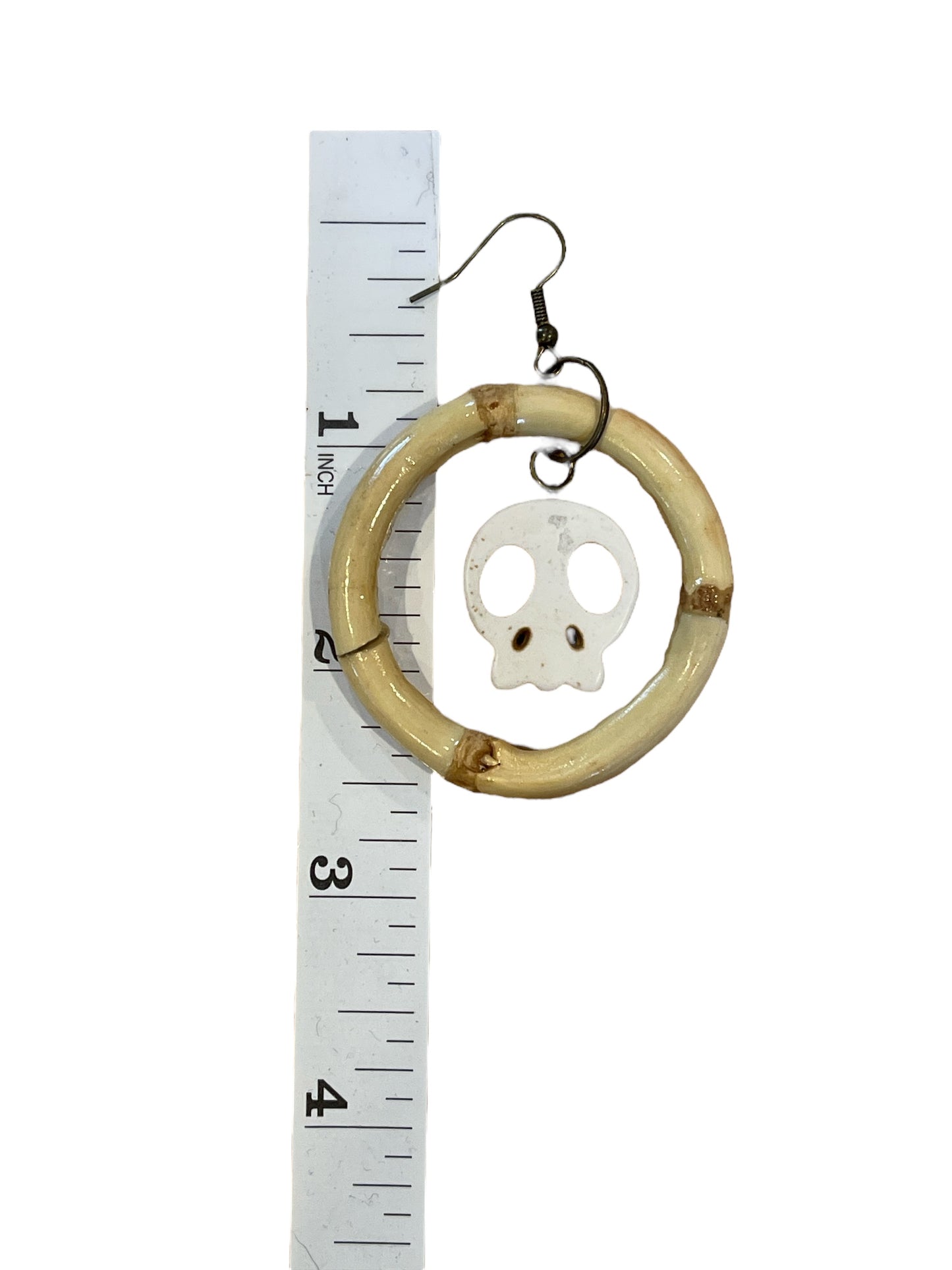 Skulls in Small Bamboo, Hoop Earrings
