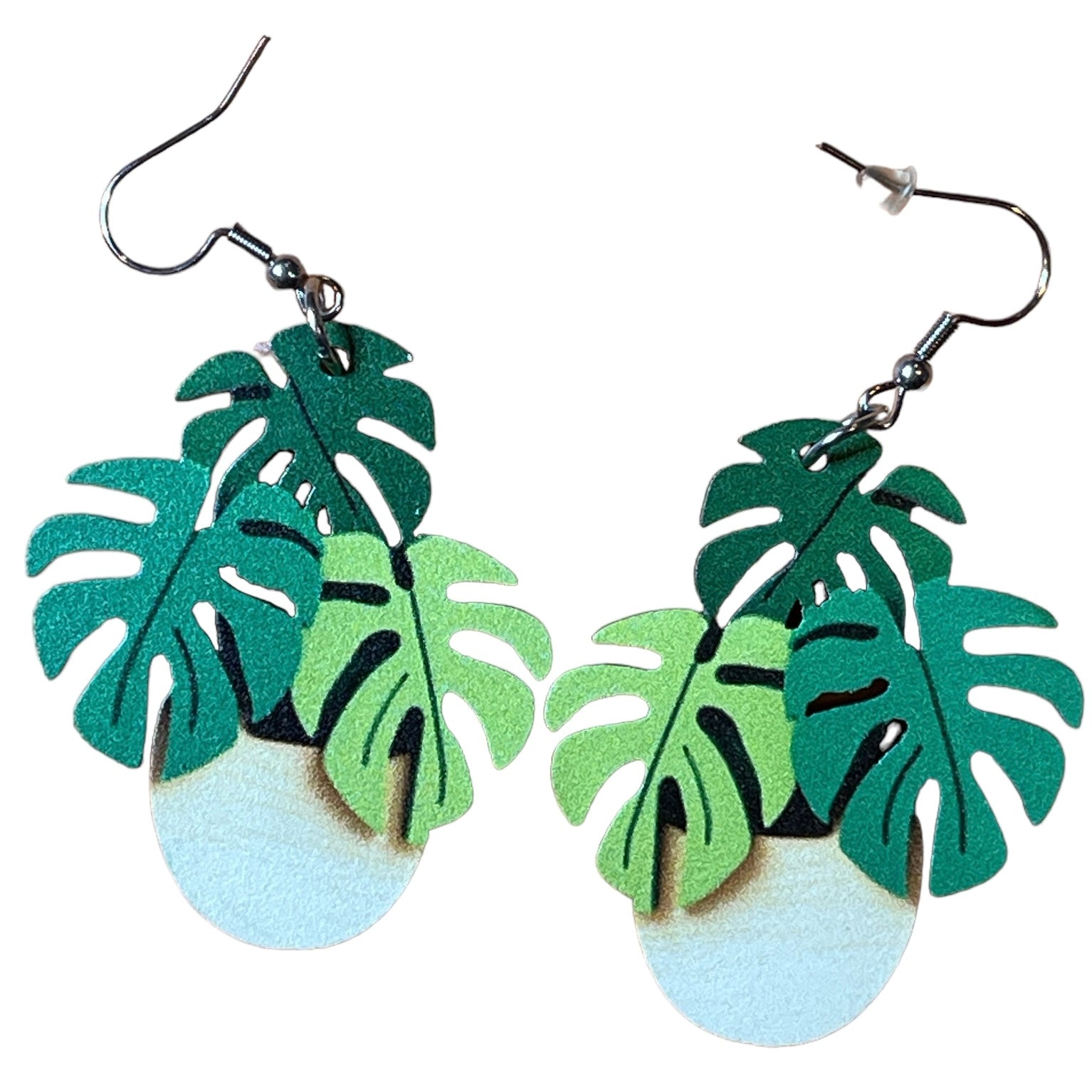 monstera deliciosa earrings Monstera Potted Plant Earrings