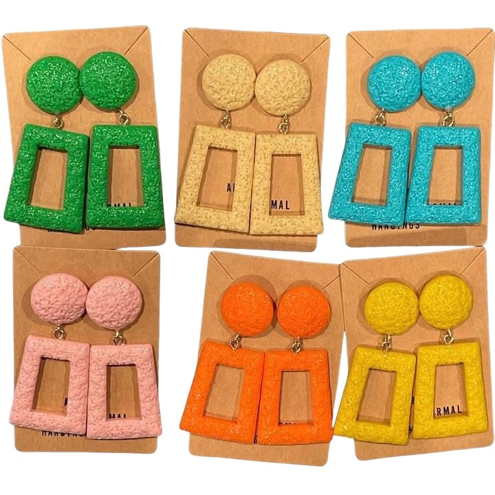 MCM Inspired Geometric Shape Earrings